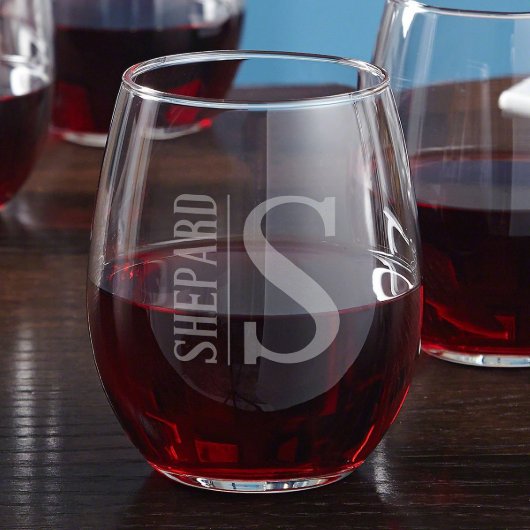 Modern Engraved Elton Stemless Wine Glass (Front)