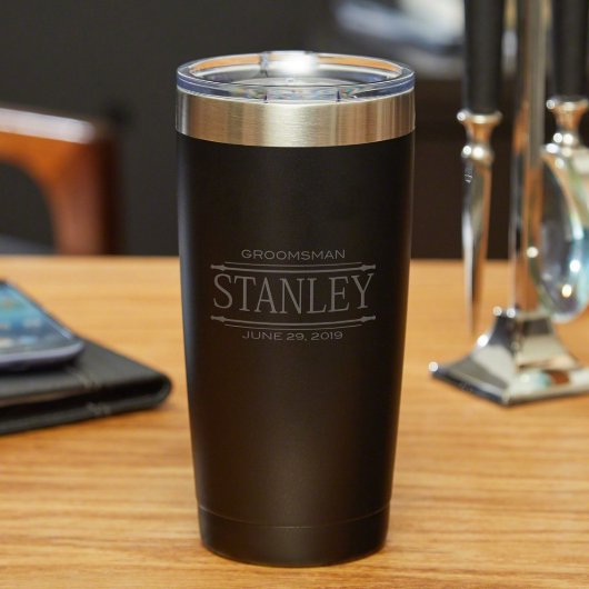 Modern Engraved Insulated Steel Travel Tumbler (Front)