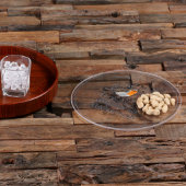 Modern Engraved Robin Round Wooden Serving Tray (Top)