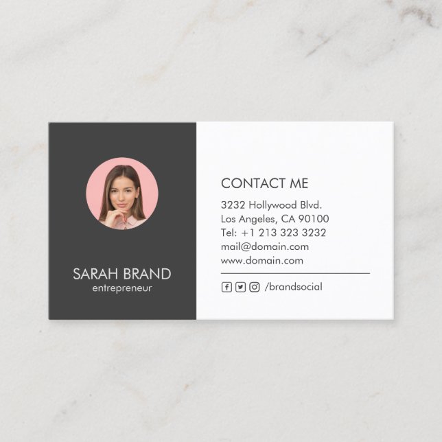 Modern Entrepreneur Photo Business Card (Front)