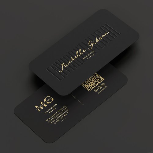 Modern Environmental Engineer Monogram Black Business Card