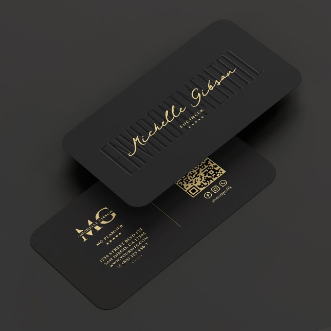 Modern Environmental Engineer Monogram Black Business Card (Modern Environmental Engineer Monogram Black Business Card
)
