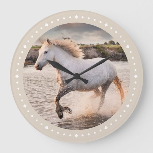 Modern Equestrian Custom Horse Photo  Large Clock