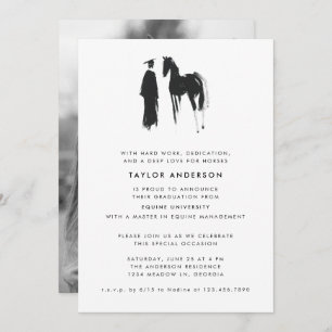 Modern Equestrian Horse Photo Graduation Invitation