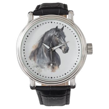 Modern Equestrian Thoroughbred Black Horse Watch by the_mad_mare at Zazzle