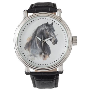 Modern Equestrian Thoroughbred Black Horse Watch