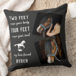 Modern Equine Photo Personalized Horse Lover Throw Pillow<br><div class="desc">Celebrate your best friend with a custom pet horse memorial pillow in a white marble Introducing the Horse Lover Pillow - the perfect equestrian gift for any horse lover out there! This modern pillow is not only a beautiful keepsake, but also a touching memorial for those who have lost their...</div>