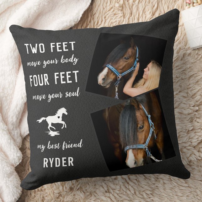 Modern Equine Photo Personalized Horse Lover Throw Pillow (Creator Uploaded)