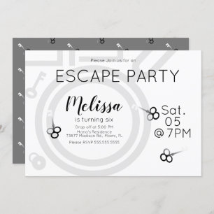 Modern Escape Room Birthday Party Gray Invitation