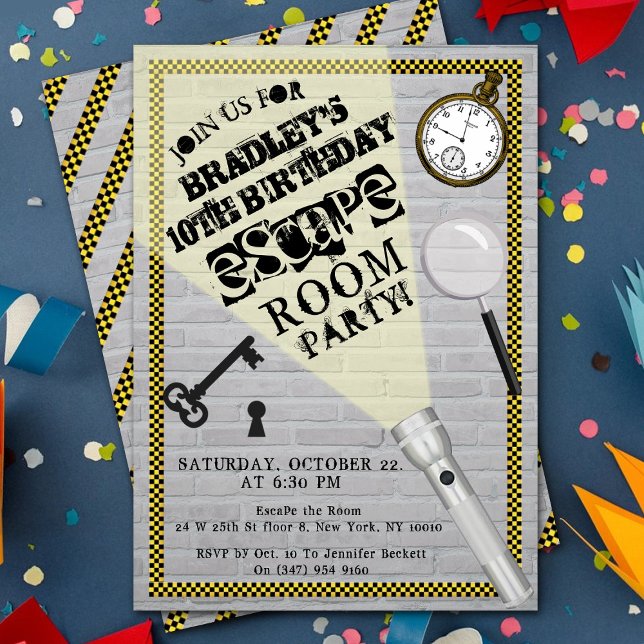 Modern Escape Room Party Any Age Birthday Invitation (Creator Uploaded)