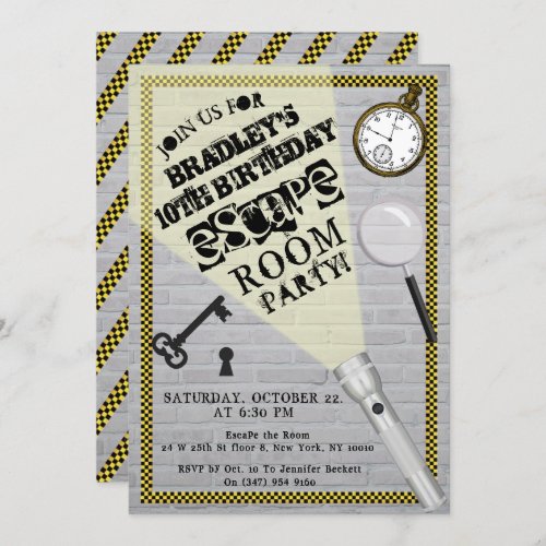 Modern Escape Room Party Any Age Birthday Invitation