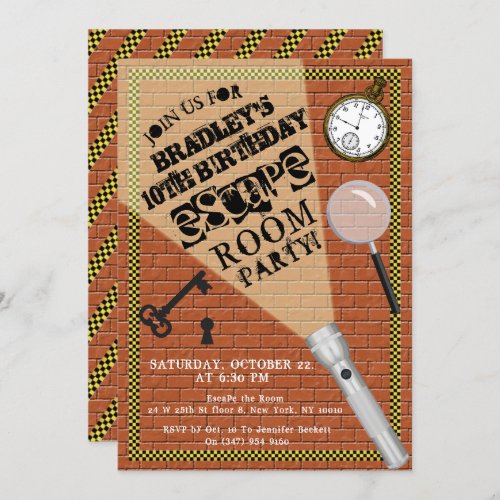 Modern Escape Room Party Any Age Birthday Invitation