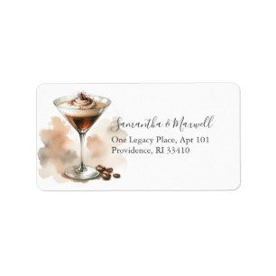 Modern Espresso Martini Theme Return Address Label