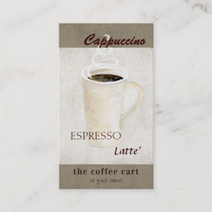 Modern Espresso n Latte Coffee Shop Cappuccino Business Card