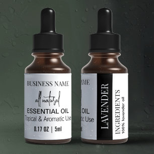 Modern Essential Oil Dropper Bottle Waterproof Labels