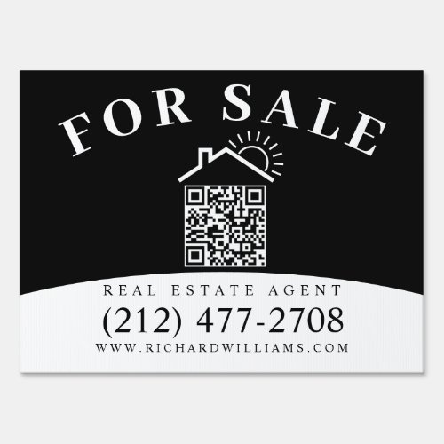 Modern Estate Agent For Sale QR Code Black_White Sign