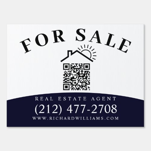 Modern Estate Agent For Sale QR Code White_Blue Sign