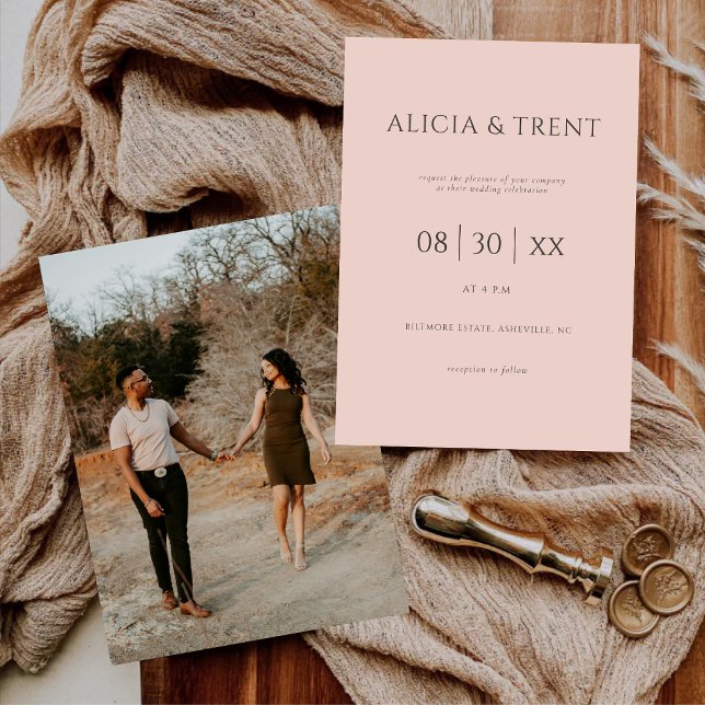 Modern Estate Blush Pink Wedding Invitation (Creator Uploaded)