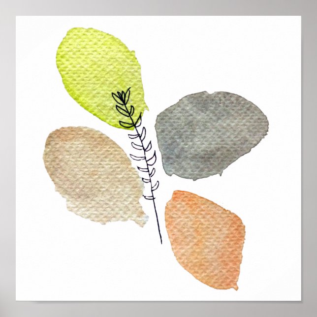 Modern Esthetic watercolor leaf Poster (Front)