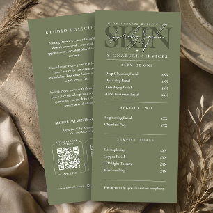 Modern Esthetician Beauty Salon Sage Price List QR Menu