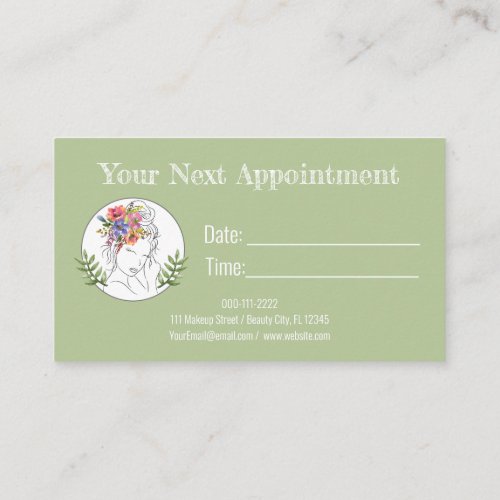 Modern Esthetician Stylist Spa Elegant Chic Floral Appointment Card