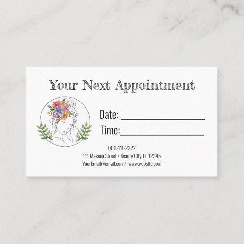 Modern Esthetician Stylist Spa Elegant Chic Floral Appointment Card