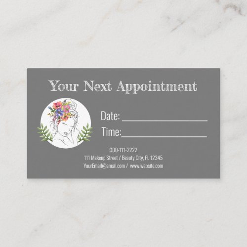 Modern Esthetician Stylist Spa Elegant Chic Floral Appointment Card