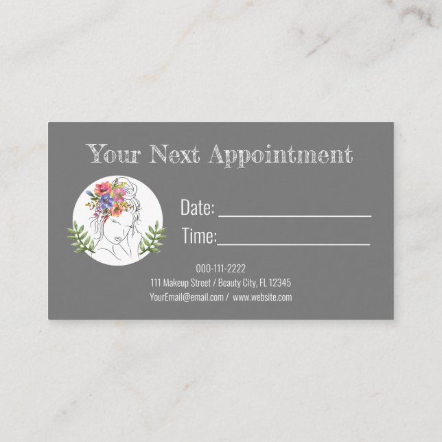 Modern Esthetician Stylist Spa Elegant Chic Floral Appointment Card (Back)