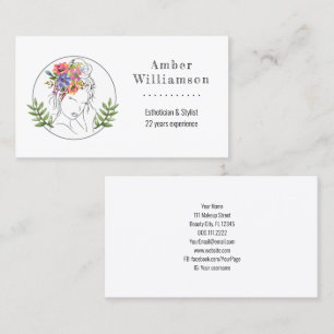 Modern Esthetician Stylist Spa Elegant Chic Floral Business Card