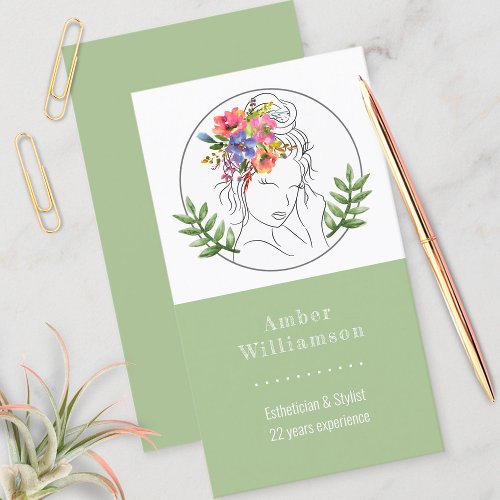 Modern Esthetician Stylist Spa Elegant Chic Floral Business Card