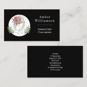Modern Esthetician Stylist Spa Elegant Chic Floral Business Card
