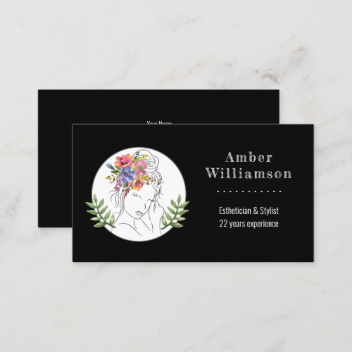 Modern Esthetician Stylist Spa Elegant Chic Floral Business Card