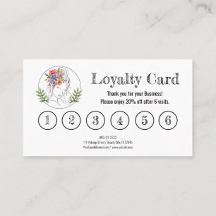 Modern Esthetician Stylist Spa Elegant Chic Floral Loyalty Card