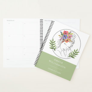 Modern Esthetician Stylist Spa Elegant Chic Floral Planner