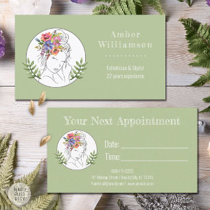 Modern Esthetician Stylist Spa Elegant Woman Appointment Card