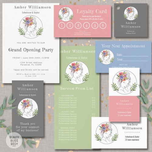Modern Esthetician Stylist Spa Elegant Woman Rack Card