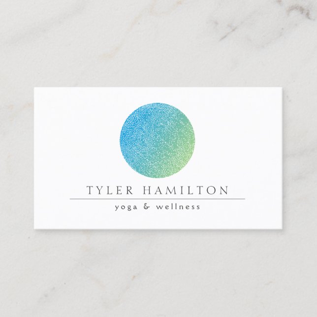 Modern Etched Blue Green Circle Business Card (Front)