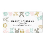 Modern Etched Style Woodland Animals Christmas Label<br><div class="desc">Celebrate the magical and festive holiday season with our winter animal character Christmas sticker gift tags. The design features our own hand drawn holiday animals and characters - owl, panda bear, rabbit, raccoon, polar bear, giraffe, fox, dog, cat & Santa Claus character. The characters are illustrated in an etched line...</div>