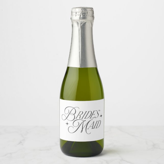 Modern Ethereal Bridesmaid Proposal Mini Champagne Sparkling Wine Label (Front)