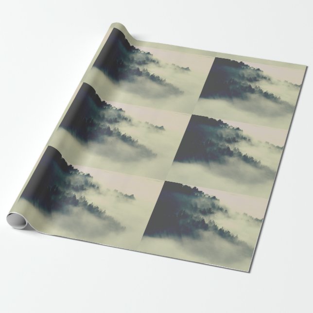 Modern, Ethereal forested mountain scene  Wrapping Paper (Unrolled)