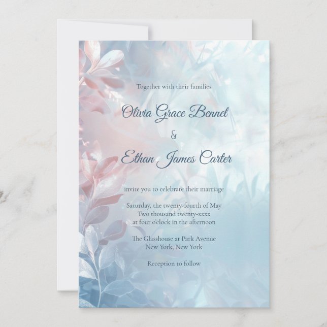 Modern Ethereal Glass Glow Floral Wedding Invitation (Front)