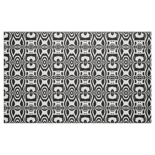 Modern Ethnic Black and White Geometric Pattern Fabric