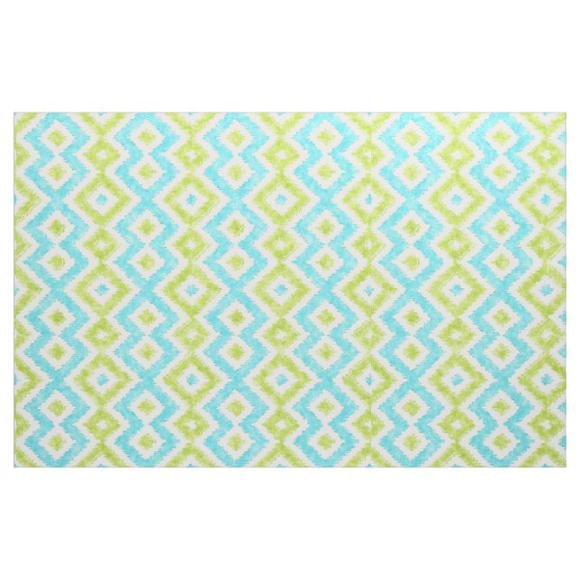 Modern Ethnic Ikat Mosaic Pattern Watercolor Fabric (Fat Quarter)