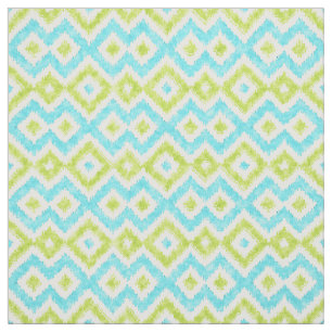 Modern Ethnic Ikat Mosaic Pattern Watercolor Fabric