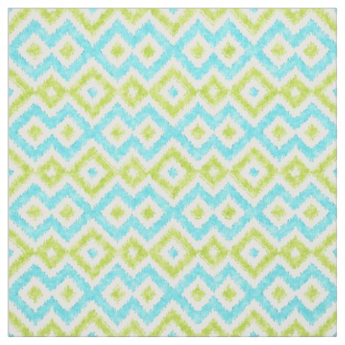 Modern Ethnic Ikat Mosaic Pattern Watercolor Fabric