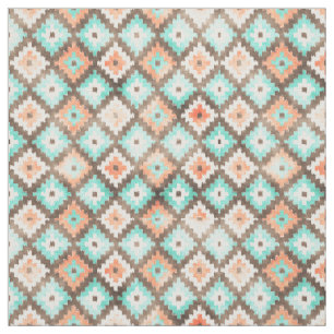 Modern Ethnic Kilim Mosaic Pattern Watercolor Fabric