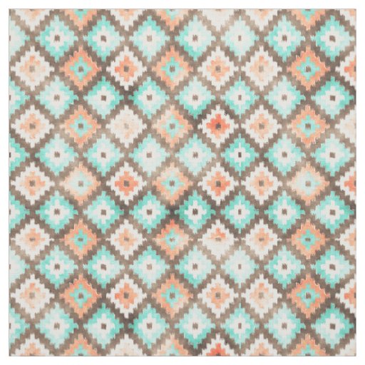 Modern Ethnic Kilim Mosaic Pattern Watercolor Fabric