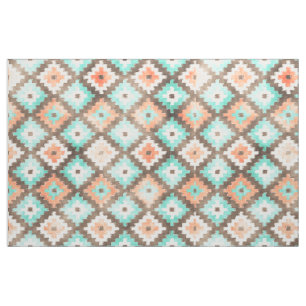 Modern Ethnic Kilim Mosaic Pattern Watercolor Fabric