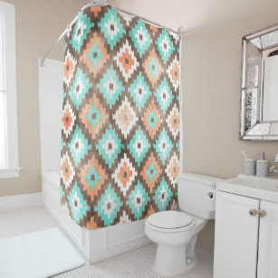 Brown And Turquoise Shower Curtains Zazzle