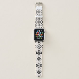 Modern ethnic ornament. Black and white vintage ge Apple Watch Band